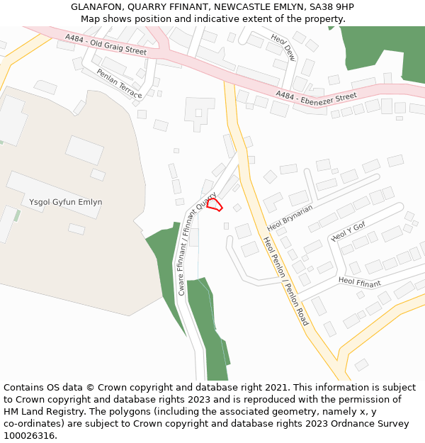 GLANAFON, QUARRY FFINANT, NEWCASTLE EMLYN, SA38 9HP: Location map and indicative extent of plot