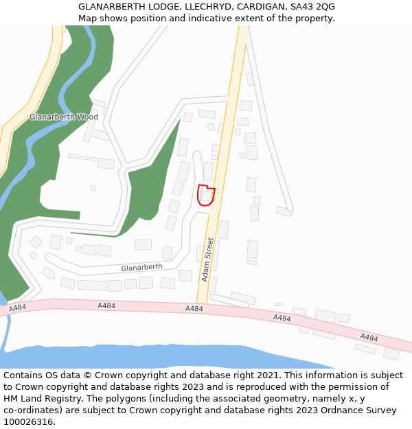 GLANARBERTH LODGE, LLECHRYD, CARDIGAN, SA43 2QG: Location map and indicative extent of plot
