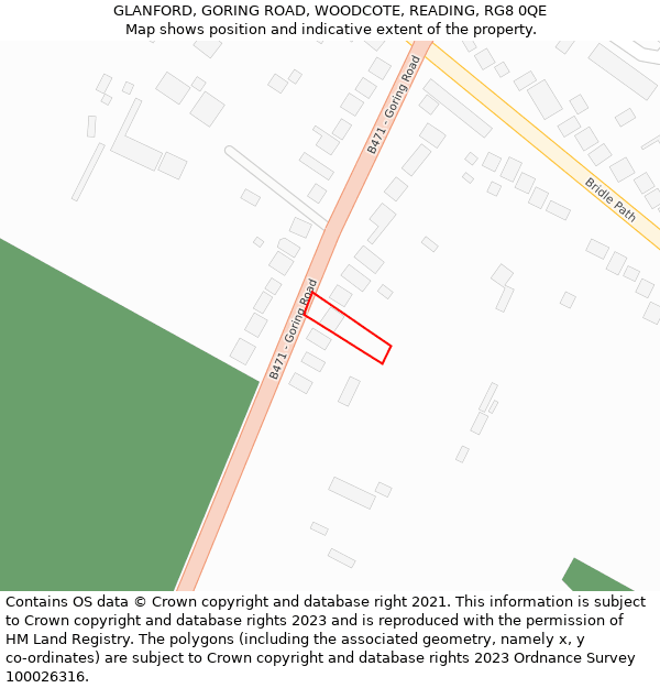 GLANFORD, GORING ROAD, WOODCOTE, READING, RG8 0QE: Location map and indicative extent of plot