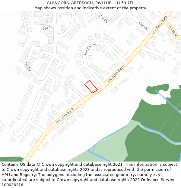 GLANGORS, ABERSOCH, PWLLHELI, LL53 7EL: Location map and indicative extent of plot