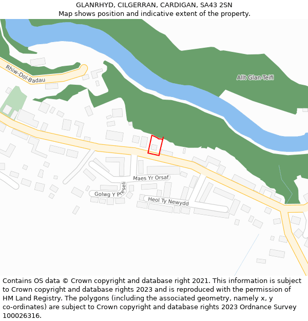 GLANRHYD, CILGERRAN, CARDIGAN, SA43 2SN: Location map and indicative extent of plot