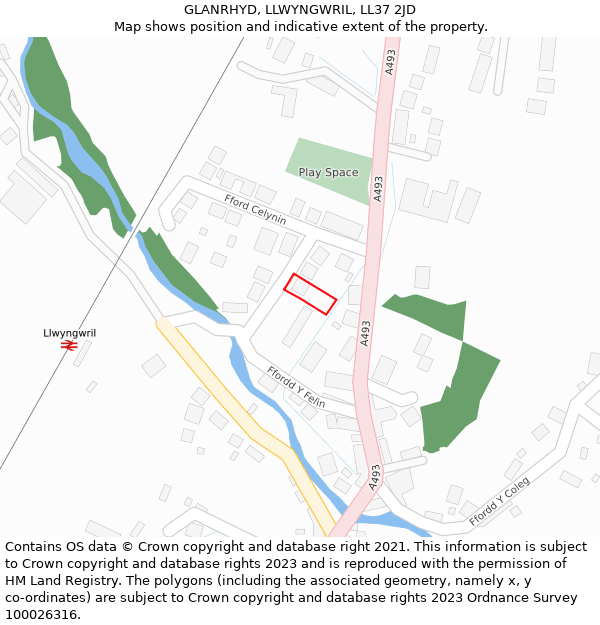 GLANRHYD, LLWYNGWRIL, LL37 2JD: Location map and indicative extent of plot