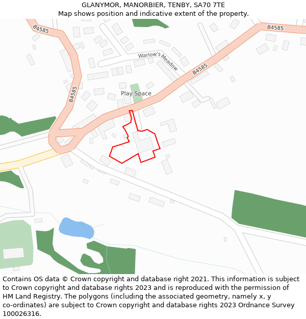 GLANYMOR, MANORBIER, TENBY, SA70 7TE: Location map and indicative extent of plot