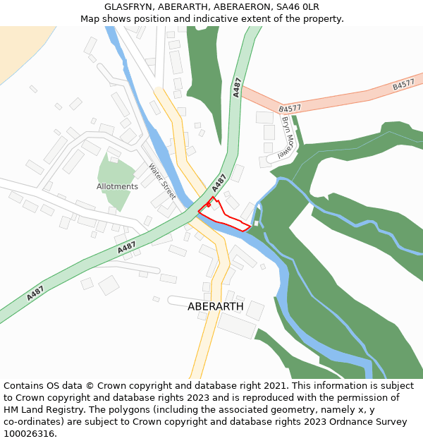GLASFRYN, ABERARTH, ABERAERON, SA46 0LR: Location map and indicative extent of plot
