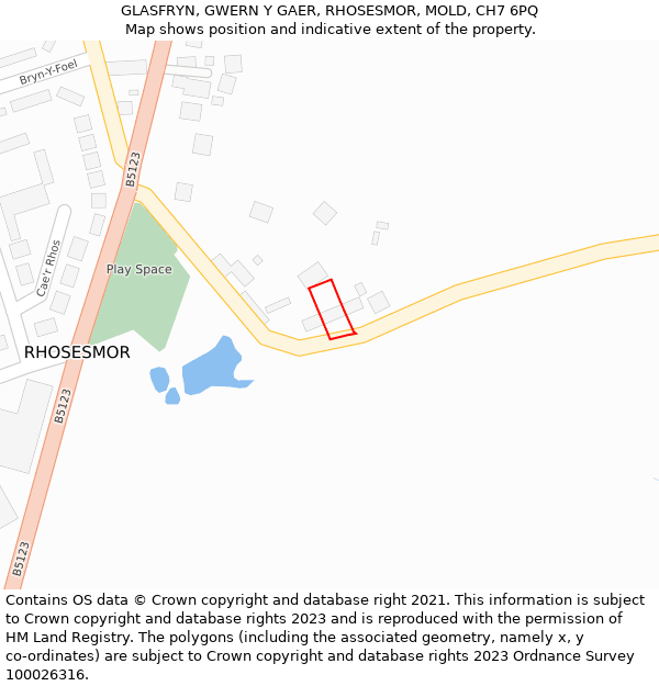 GLASFRYN, GWERN Y GAER, RHOSESMOR, MOLD, CH7 6PQ: Location map and indicative extent of plot