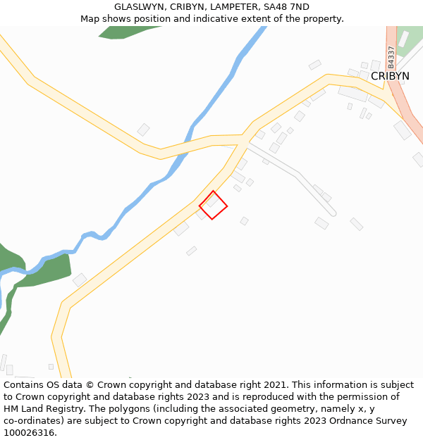 GLASLWYN, CRIBYN, LAMPETER, SA48 7ND: Location map and indicative extent of plot