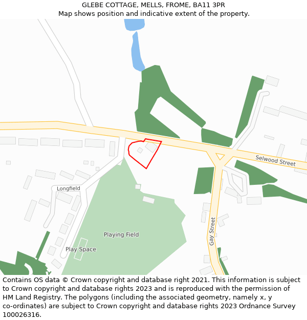 GLEBE COTTAGE, MELLS, FROME, BA11 3PR: Location map and indicative extent of plot