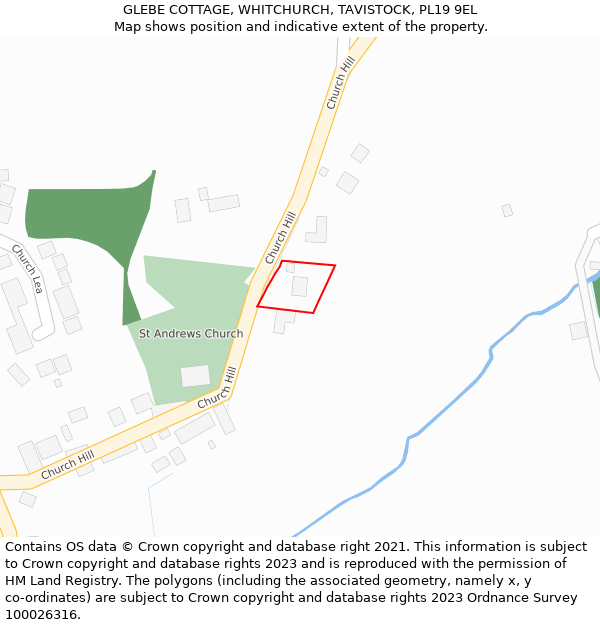 GLEBE COTTAGE, WHITCHURCH, TAVISTOCK, PL19 9EL: Location map and indicative extent of plot
