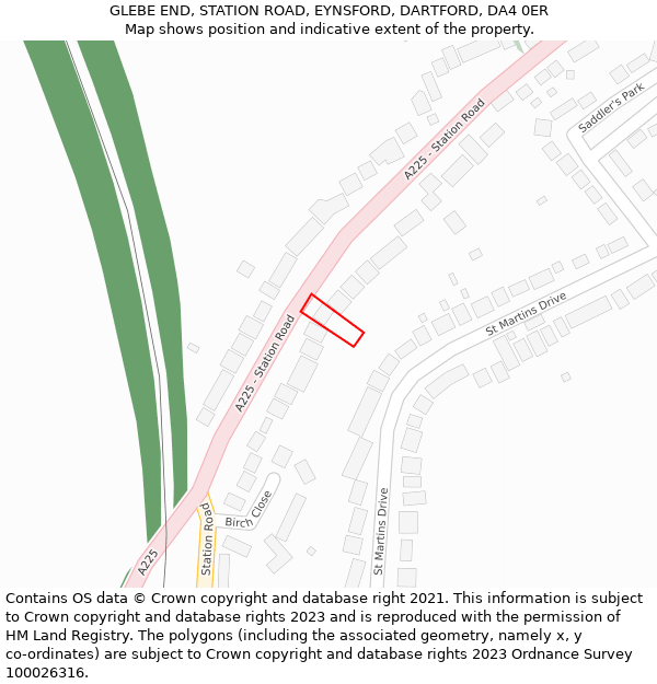 GLEBE END, STATION ROAD, EYNSFORD, DARTFORD, DA4 0ER: Location map and indicative extent of plot