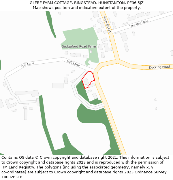 GLEBE FARM COTTAGE, RINGSTEAD, HUNSTANTON, PE36 5JZ: Location map and indicative extent of plot