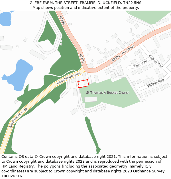 GLEBE FARM, THE STREET, FRAMFIELD, UCKFIELD, TN22 5NS: Location map and indicative extent of plot