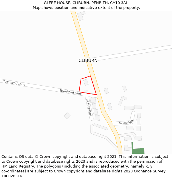 GLEBE HOUSE, CLIBURN, PENRITH, CA10 3AL: Location map and indicative extent of plot