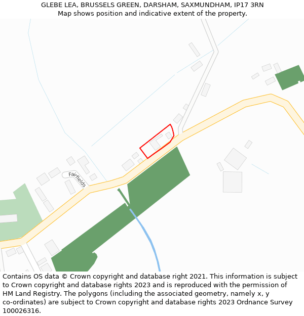 GLEBE LEA, BRUSSELS GREEN, DARSHAM, SAXMUNDHAM, IP17 3RN: Location map and indicative extent of plot