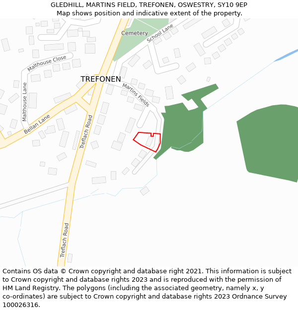 GLEDHILL, MARTINS FIELD, TREFONEN, OSWESTRY, SY10 9EP: Location map and indicative extent of plot