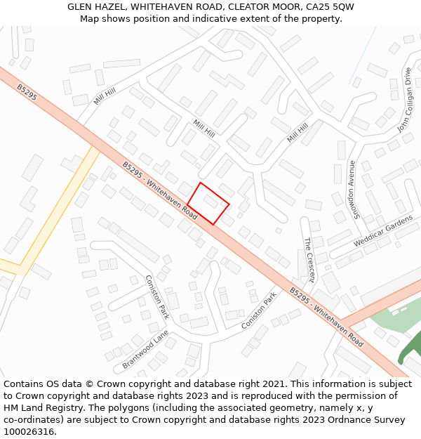 GLEN HAZEL, WHITEHAVEN ROAD, CLEATOR MOOR, CA25 5QW: Location map and indicative extent of plot