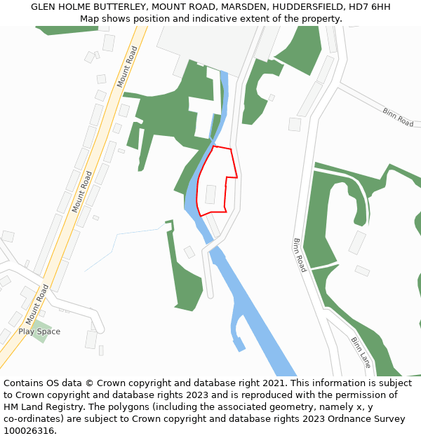 GLEN HOLME BUTTERLEY, MOUNT ROAD, MARSDEN, HUDDERSFIELD, HD7 6HH: Location map and indicative extent of plot