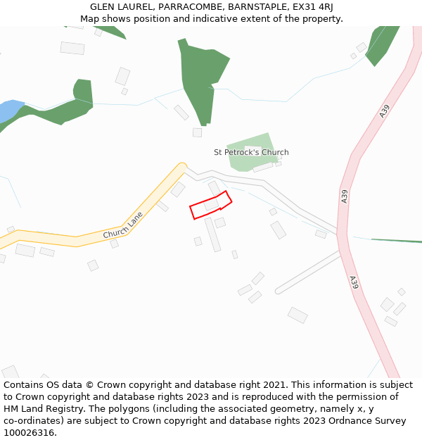 GLEN LAUREL, PARRACOMBE, BARNSTAPLE, EX31 4RJ: Location map and indicative extent of plot