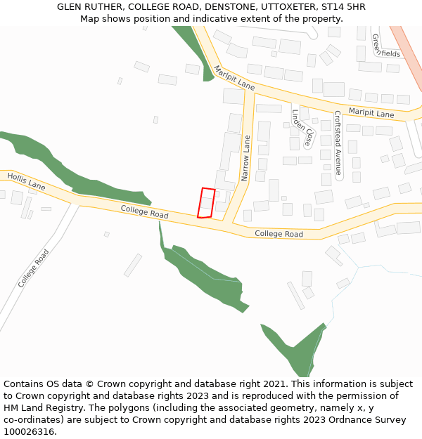 GLEN RUTHER, COLLEGE ROAD, DENSTONE, UTTOXETER, ST14 5HR: Location map and indicative extent of plot