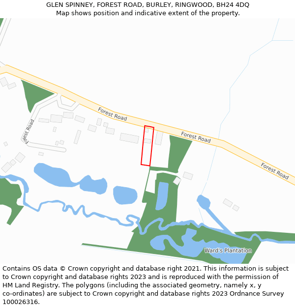 GLEN SPINNEY, FOREST ROAD, BURLEY, RINGWOOD, BH24 4DQ: Location map and indicative extent of plot