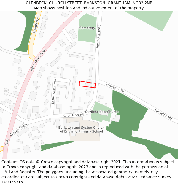 GLENBECK, CHURCH STREET, BARKSTON, GRANTHAM, NG32 2NB: Location map and indicative extent of plot