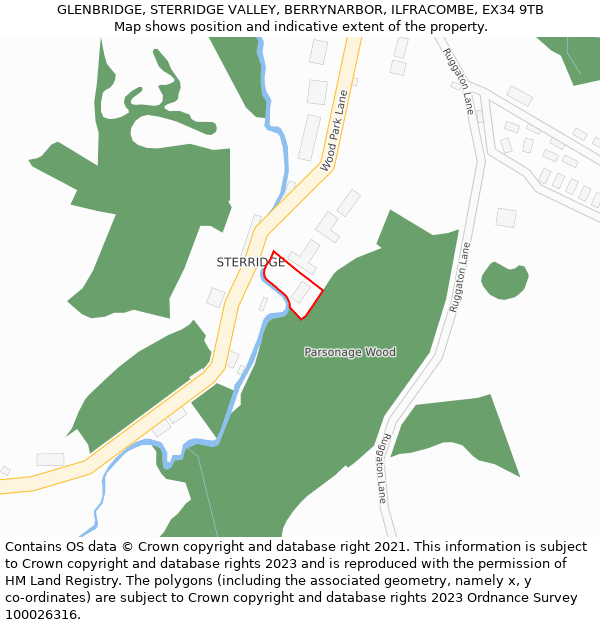 GLENBRIDGE, STERRIDGE VALLEY, BERRYNARBOR, ILFRACOMBE, EX34 9TB: Location map and indicative extent of plot