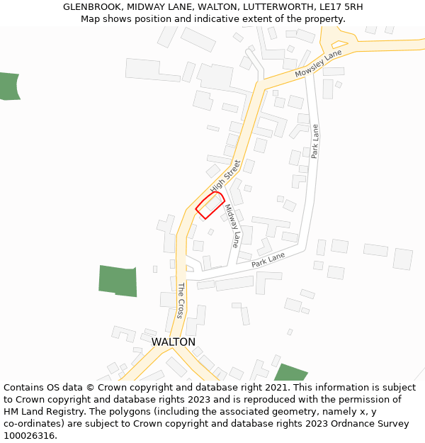 GLENBROOK, MIDWAY LANE, WALTON, LUTTERWORTH, LE17 5RH: Location map and indicative extent of plot