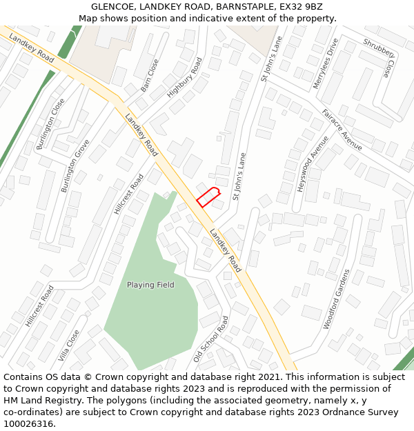 GLENCOE, LANDKEY ROAD, BARNSTAPLE, EX32 9BZ: Location map and indicative extent of plot