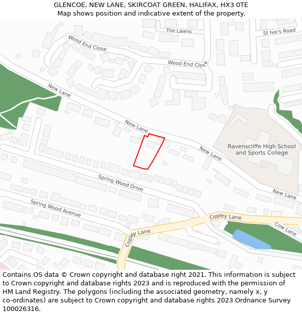 GLENCOE, NEW LANE, SKIRCOAT GREEN, HALIFAX, HX3 0TE: Location map and indicative extent of plot