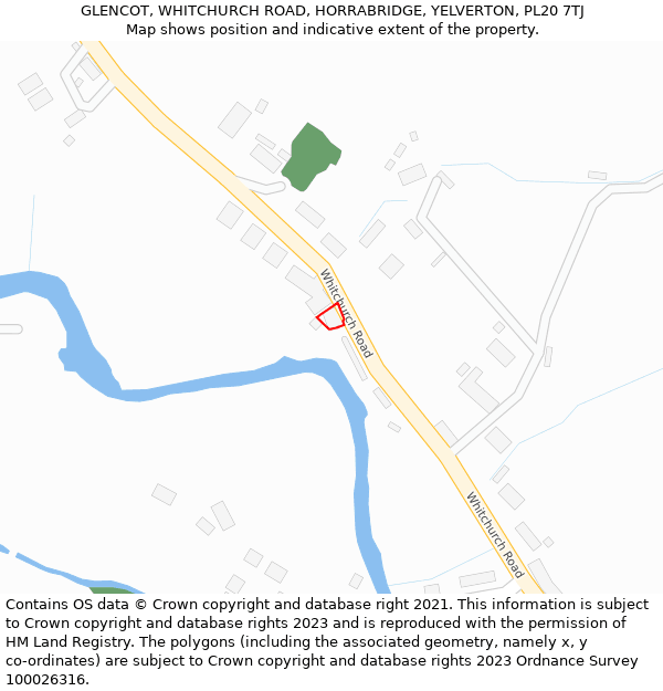 GLENCOT, WHITCHURCH ROAD, HORRABRIDGE, YELVERTON, PL20 7TJ: Location map and indicative extent of plot