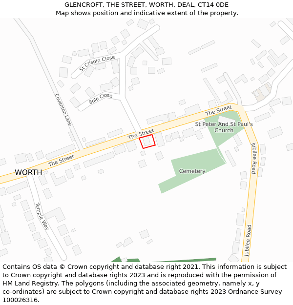 GLENCROFT, THE STREET, WORTH, DEAL, CT14 0DE: Location map and indicative extent of plot