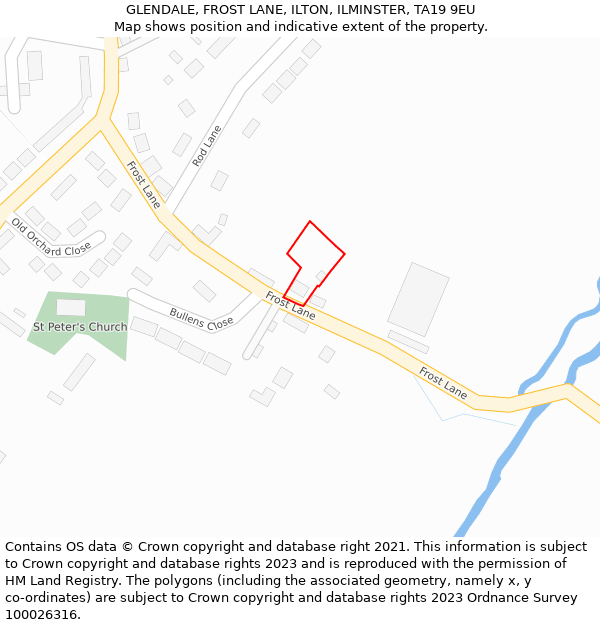 GLENDALE, FROST LANE, ILTON, ILMINSTER, TA19 9EU: Location map and indicative extent of plot