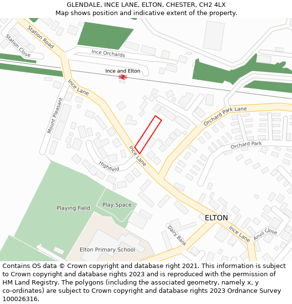 GLENDALE, INCE LANE, ELTON, CHESTER, CH2 4LX: Location map and indicative extent of plot