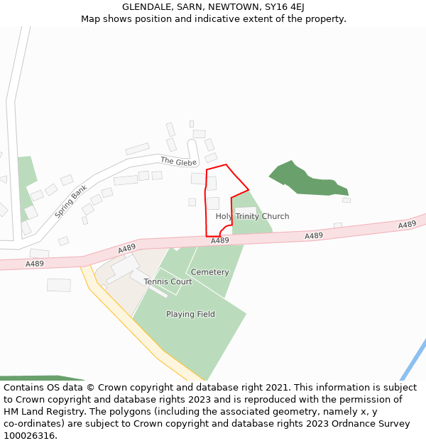 GLENDALE, SARN, NEWTOWN, SY16 4EJ: Location map and indicative extent of plot