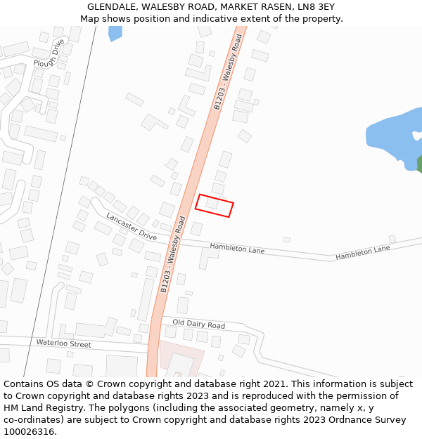 GLENDALE, WALESBY ROAD, MARKET RASEN, LN8 3EY: Location map and indicative extent of plot
