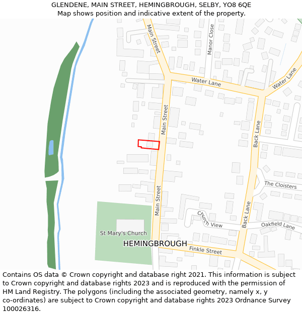 GLENDENE, MAIN STREET, HEMINGBROUGH, SELBY, YO8 6QE: Location map and indicative extent of plot