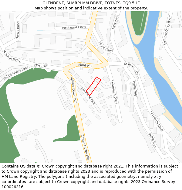 GLENDENE, SHARPHAM DRIVE, TOTNES, TQ9 5HE: Location map and indicative extent of plot