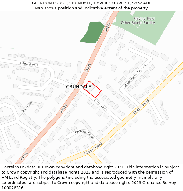 GLENDON LODGE, CRUNDALE, HAVERFORDWEST, SA62 4DF: Location map and indicative extent of plot