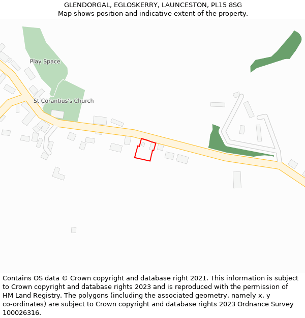 GLENDORGAL, EGLOSKERRY, LAUNCESTON, PL15 8SG: Location map and indicative extent of plot