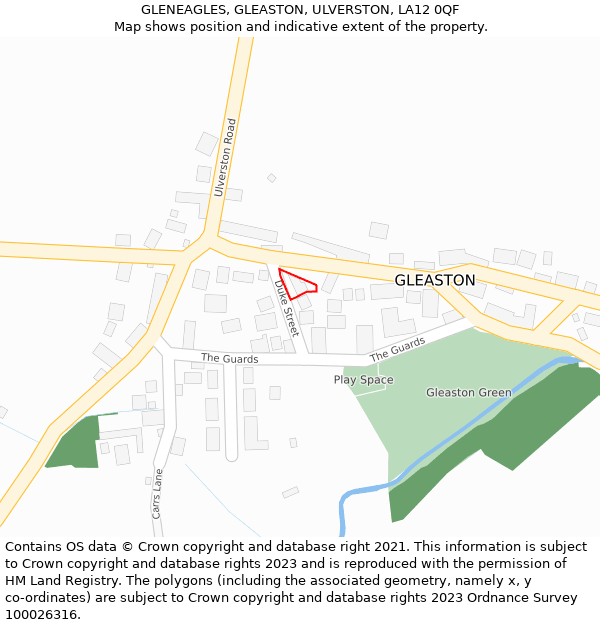 GLENEAGLES, GLEASTON, ULVERSTON, LA12 0QF: Location map and indicative extent of plot