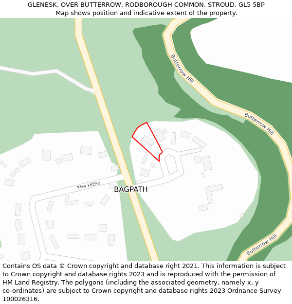 GLENESK, OVER BUTTERROW, RODBOROUGH COMMON, STROUD, GL5 5BP: Location map and indicative extent of plot