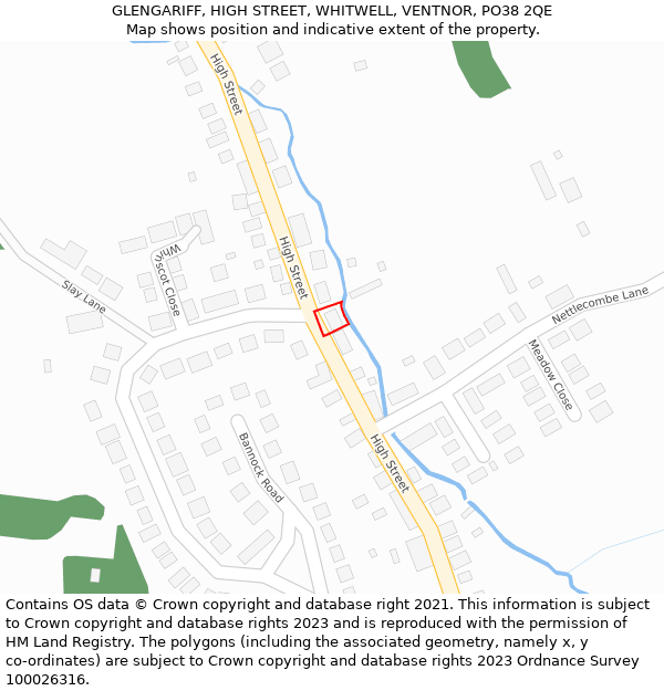 GLENGARIFF, HIGH STREET, WHITWELL, VENTNOR, PO38 2QE: Location map and indicative extent of plot