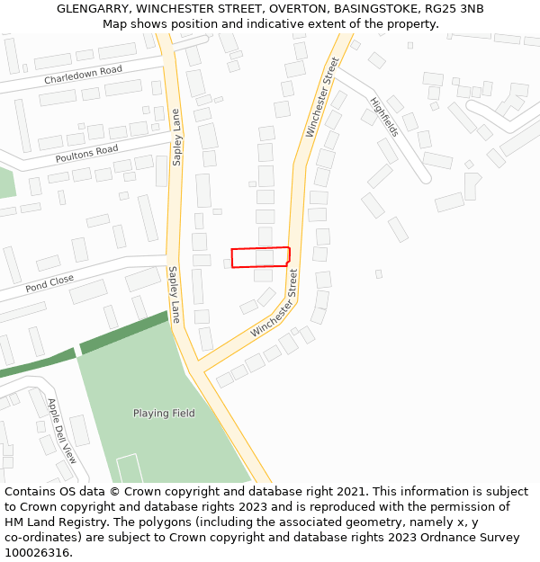 GLENGARRY, WINCHESTER STREET, OVERTON, BASINGSTOKE, RG25 3NB: Location map and indicative extent of plot