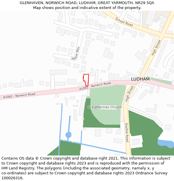 GLENHAVEN, NORWICH ROAD, LUDHAM, GREAT YARMOUTH, NR29 5QA: Location map and indicative extent of plot