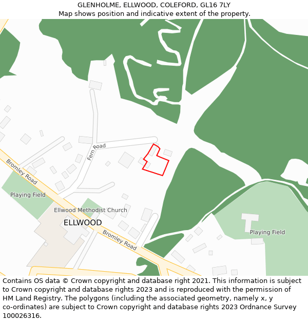 GLENHOLME, ELLWOOD, COLEFORD, GL16 7LY: Location map and indicative extent of plot