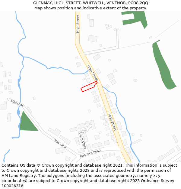 GLENMAY, HIGH STREET, WHITWELL, VENTNOR, PO38 2QQ: Location map and indicative extent of plot