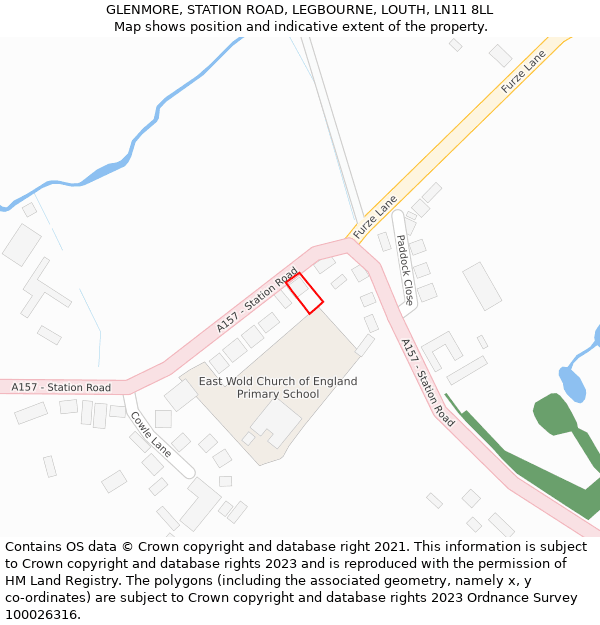 GLENMORE, STATION ROAD, LEGBOURNE, LOUTH, LN11 8LL: Location map and indicative extent of plot