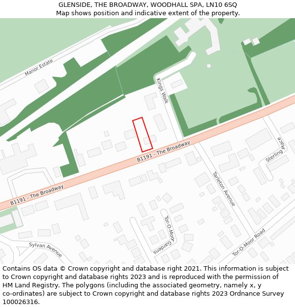 GLENSIDE, THE BROADWAY, WOODHALL SPA, LN10 6SQ: Location map and indicative extent of plot