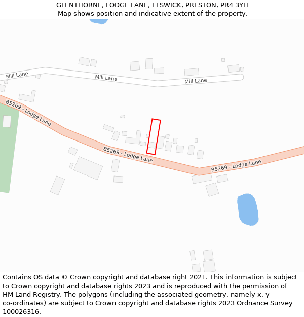 GLENTHORNE, LODGE LANE, ELSWICK, PRESTON, PR4 3YH: Location map and indicative extent of plot