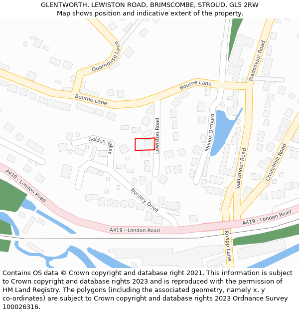 GLENTWORTH, LEWISTON ROAD, BRIMSCOMBE, STROUD, GL5 2RW: Location map and indicative extent of plot