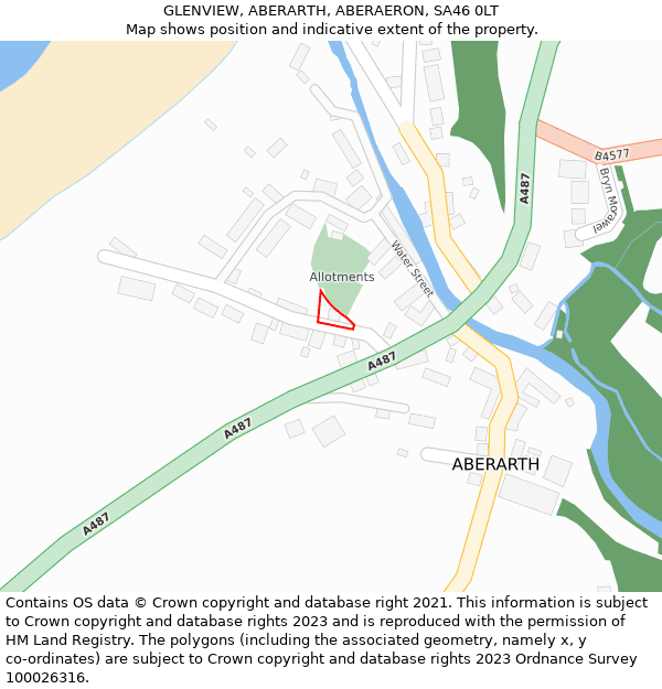 GLENVIEW, ABERARTH, ABERAERON, SA46 0LT: Location map and indicative extent of plot